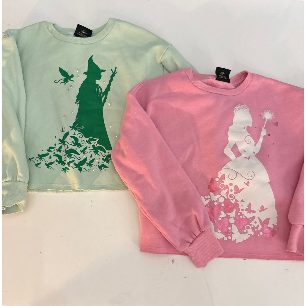 Wicked Movie Elphaba & Glinda‎ Crop Top Sweaters Long Sleeve Girls M8 Pink&Green